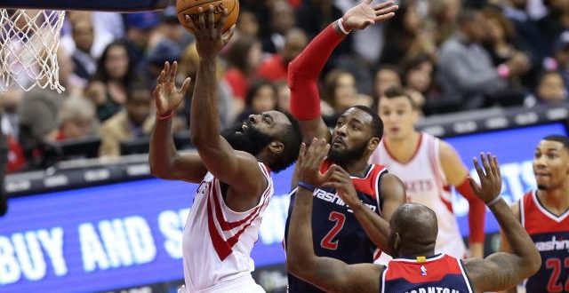 James Harden layup John Wall block