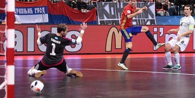 Raul Campos of Spains scored twice in Futsal Euro 2016 semfinal against Kazakhstan Photo uefa.com