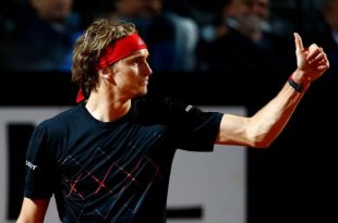 atp rome alexander zverev overpowers david goffin to stay on title course